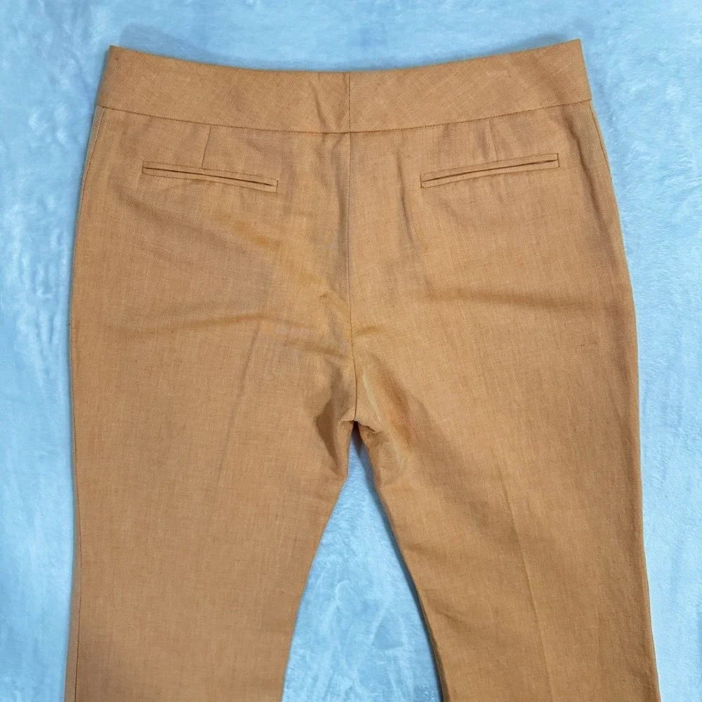 Etcetera Orange Linen Blend Trousers Size 6 Mid Rise Bootcut Dress Pant Tropical
